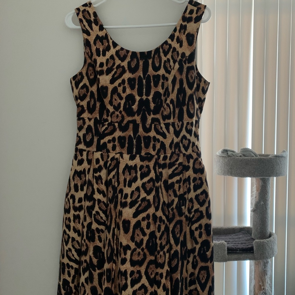Pink Tartan Leopard Dress A-line with pockets size 4